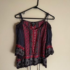 |Angie| Patterned 3/4 Sleeve Blouse